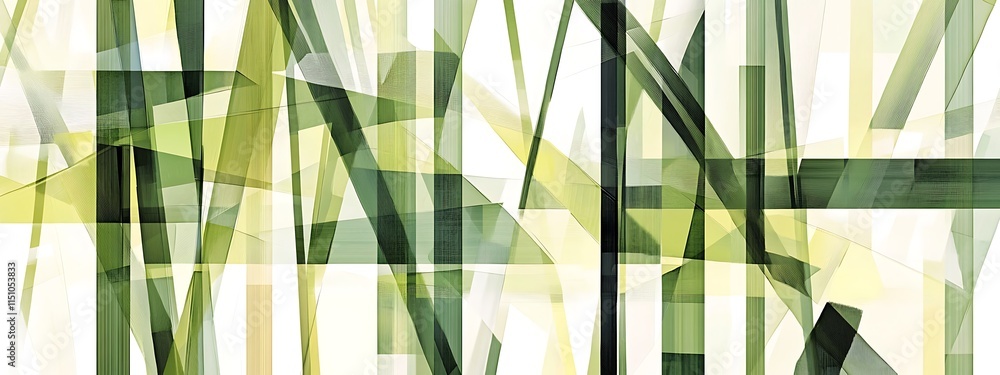 Poster abstract background with green and yellow intersecting lines, creating a geometric pattern.