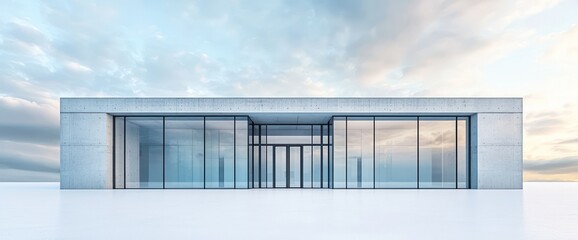 Fototapeta premium Minimalistic architecture with glass facades and concrete walls for a sleek look.