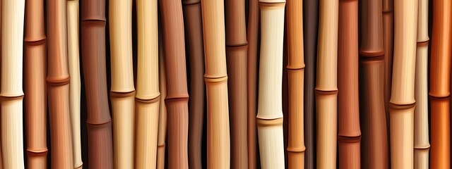 Naklejka premium Bamboo stems in various shades of brown arranged in a vertical pattern, creating texture.