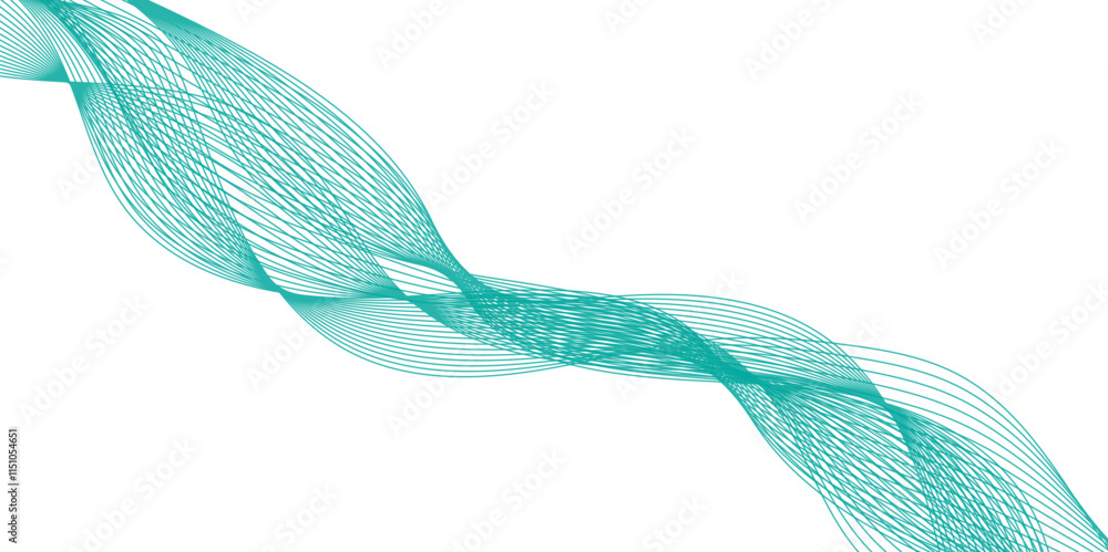 Aufkleber abstract vector background with green wavy lines. green wave background. design element for technolo