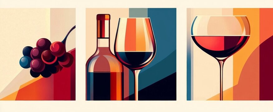 Elegant design capturing the essence of wine and grapes through abstraction.