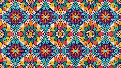 Abstract Geometric Seamless Pattern Wallpaper Design - Left Subject Focus