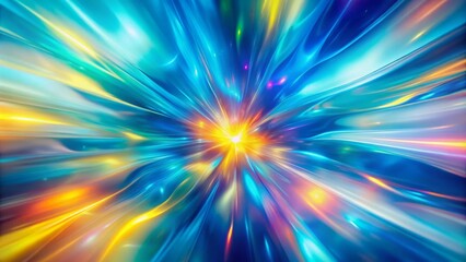 Abstract Holographic Gradient Blue Yellow Blurred Background with Copy Space