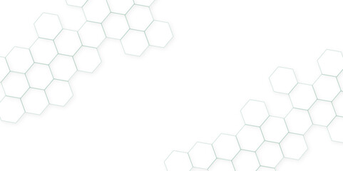 Abstract white hexagon concept background. Seamless pattern with hexagon. Hexagonal white hexagons honeycomb wallpaper. Abstract white lines background.	