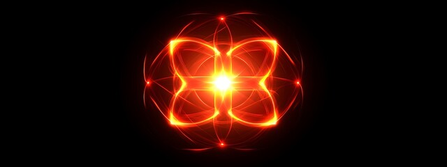 Glowing red abstract fractal flower design.