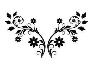 Vintage floral graphic element on white background