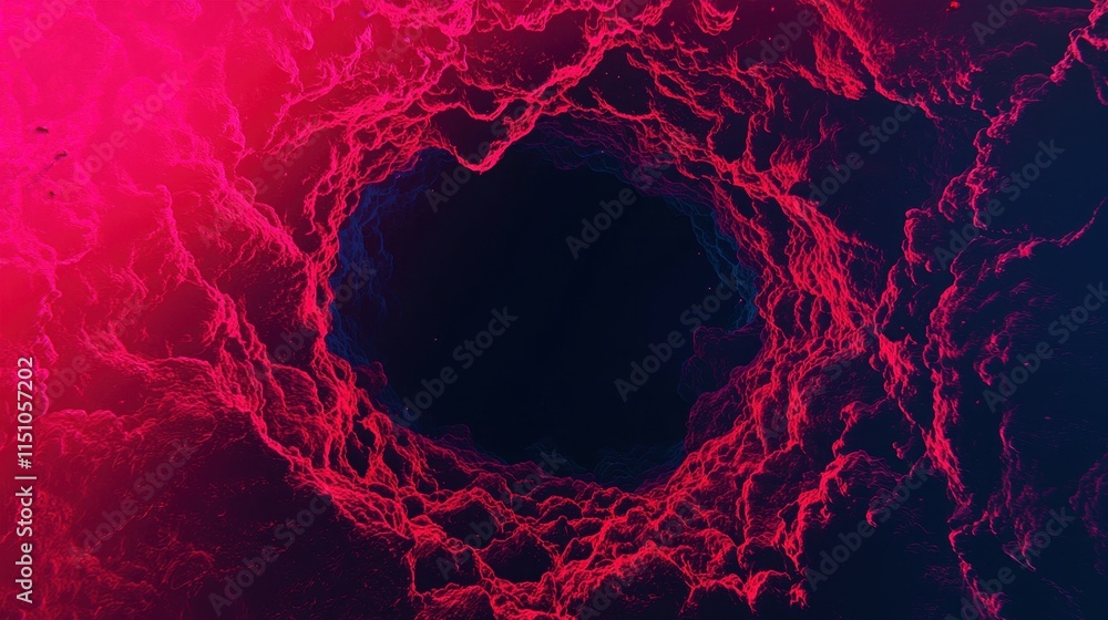 Poster a vibrant, abstract image featuring swirling patterns in shades of pink and dark blue, creating a ca
