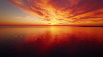 Fototapeta premium A stunning sunset over calm waters, showcasing vibrant colors and serene beauty.