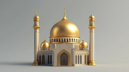 Obraz premium Majestic Golden Mosque Islamic Architecture Ramadan Eid