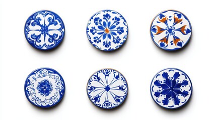 Artisan ceramic plates display artisan workshop decorative art bright environment top view cultural heritage