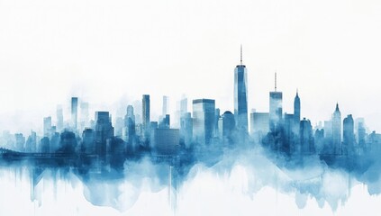 Fototapeta premium Abstract watercolor sketch depicting urban buildings.
