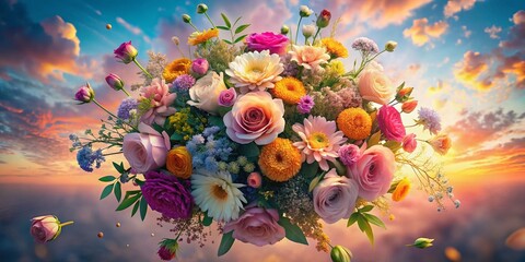 Aerial Floral Greeting Card Design,  Beautiful Flowers from Above,  Greeting Card Inspiration