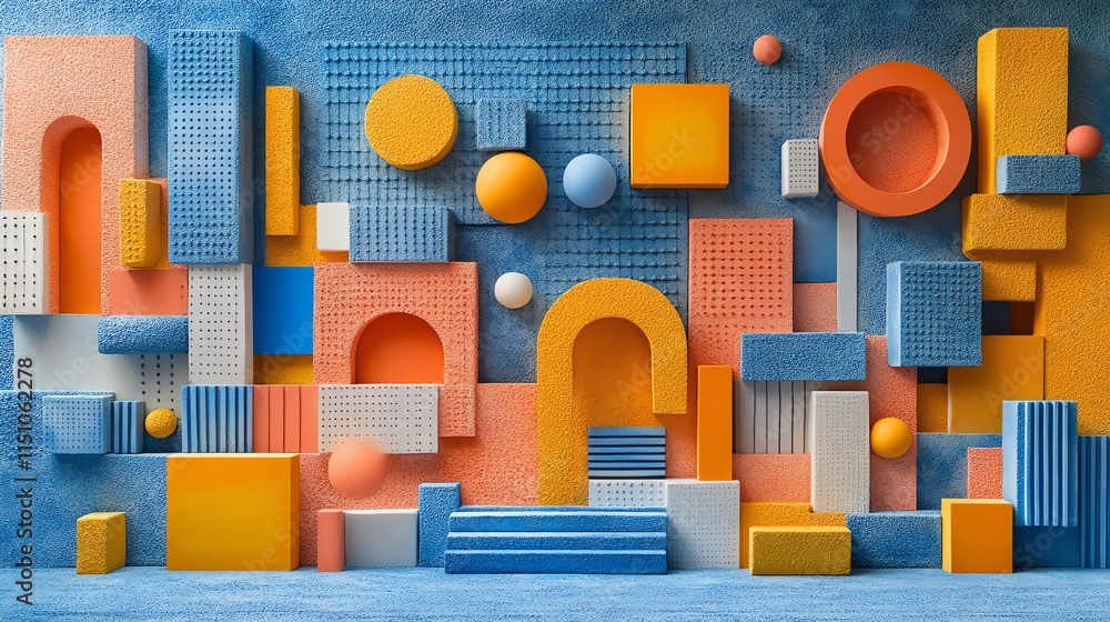 Poster colorful geometric shapes create a modern abstract background with depth and texture.
