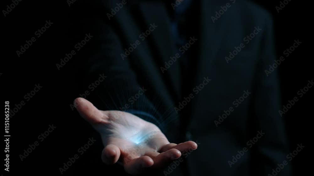 Poster human interact with ai artificial intelligence brain processor in concept of ai artificial intellige
