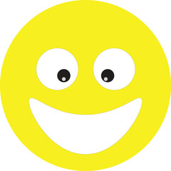 A cheerful yellow smiley face with a wide smile and big round eyes.