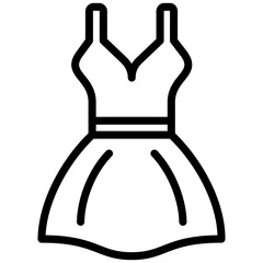 Gown Icon, Black And White Outline Icon Vector