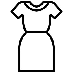 Dress Icon, Black And White Outline Icon Vector