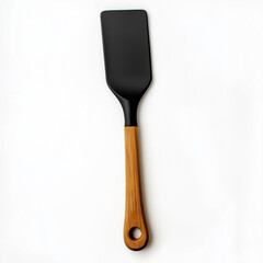 Silicone spatula with wooden handle isolated on a white background