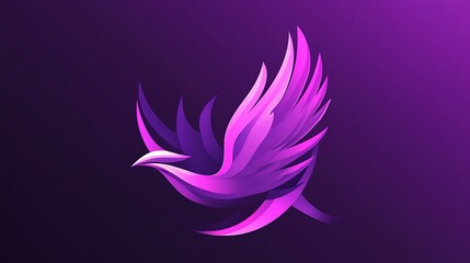 Obraz premium Abstract purple bird in flight, vibrant gradient design.