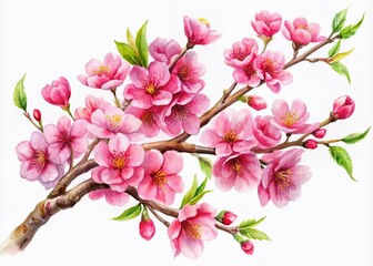 Obraz premium AI Sakura Branch, Watercolor Drone Shot