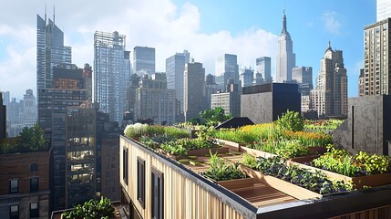 Obraz premium Building Urban Rooftop Gardens - Illustration of Garden Design
