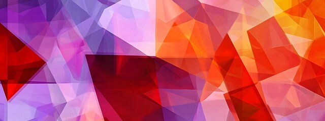 Obraz premium Abstract geometric background with red, purple, and orange shapes.