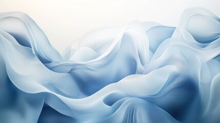 Fototapeta premium Abstract Blue Fabric Waves Flowing Softly