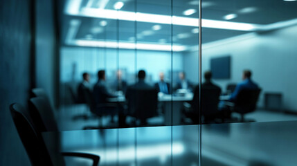  Business office with blurred people casual wear, with blurred bokeh background 