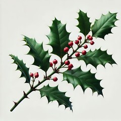 Fototapeta premium Holly leaf isolated on a white background