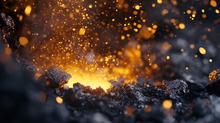 A cinematic shot of molten slag being expelled from a stock cracker machine, glowing intensely, 