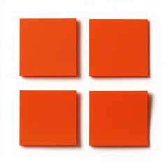 Orange Blank Memo Sticky Note Papers Set isolated white background