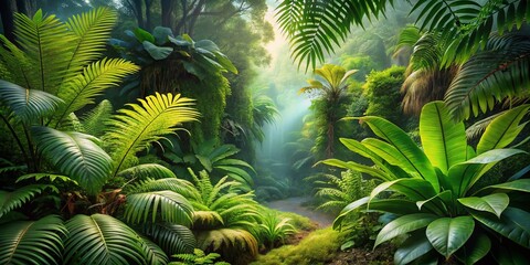 Obraz premium Architectural Photography: Lush Forest Fern & Eucalyptus Watercolor Design Elements