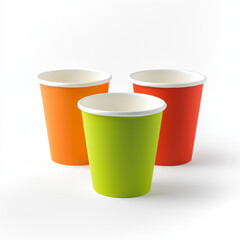 Takeaway Blank Paper Coffee Cups isolated on a white background