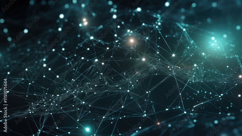 Poster abstract network connections illuminated nodes