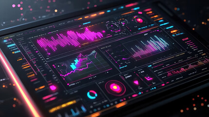 Fototapeta premium Digital Touchscreen with Business Data Visualization