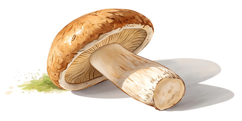 fresh forest mushroom on transparent background