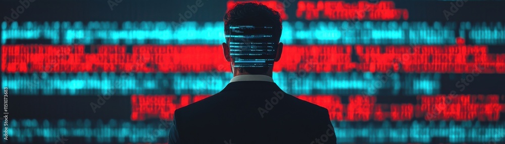 Poster analyzing data patterns digital space visual representation high-tech environment abstract perspecti