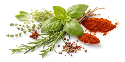 fresh mediterranean herb and spices with real tran