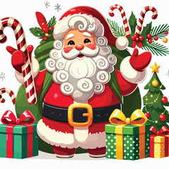 Christmas Santa Claus Isolated on white Background. Vector illustration. on white background -