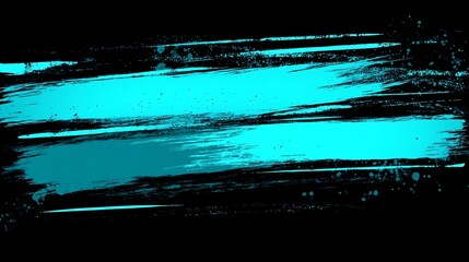 Turquoise grunge brush strokes on black.