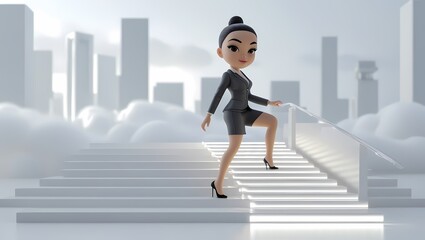 Vivid background image featuring a businessman and businesswoman, symbolizing growth, profit, and investment, ideal for reports and desktop visuals. Bright, cute, and modern 3D models.