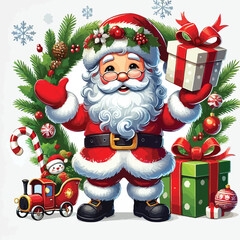 Christmas Santa Claus Isolated on white Background. Vector illustration. on white background -