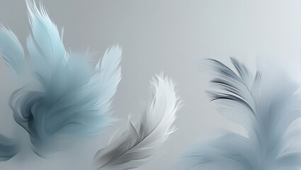 Obraz premium Elegant Soft Blue and Gray Feathers Floating Gently
