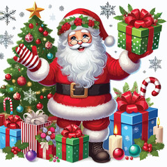 Christmas Santa Claus Isolated on white Background. Vector illustration. on white background -