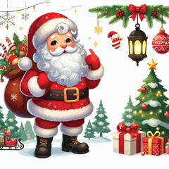 Christmas Santa Claus Isolated on white Background. Vector illustration. on white background -