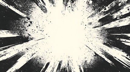 Grunge splash with radial burst.