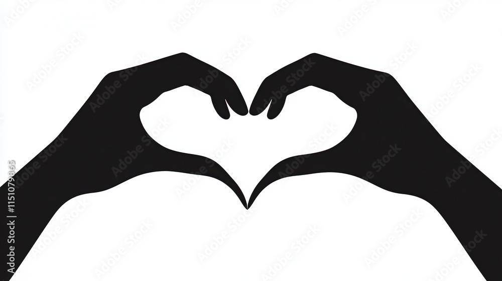 Poster creating heart shape with two hands symbolizes love and connection
