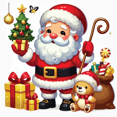 Christmas Santa Claus Isolated on white Background. Vector illustration. on white background -