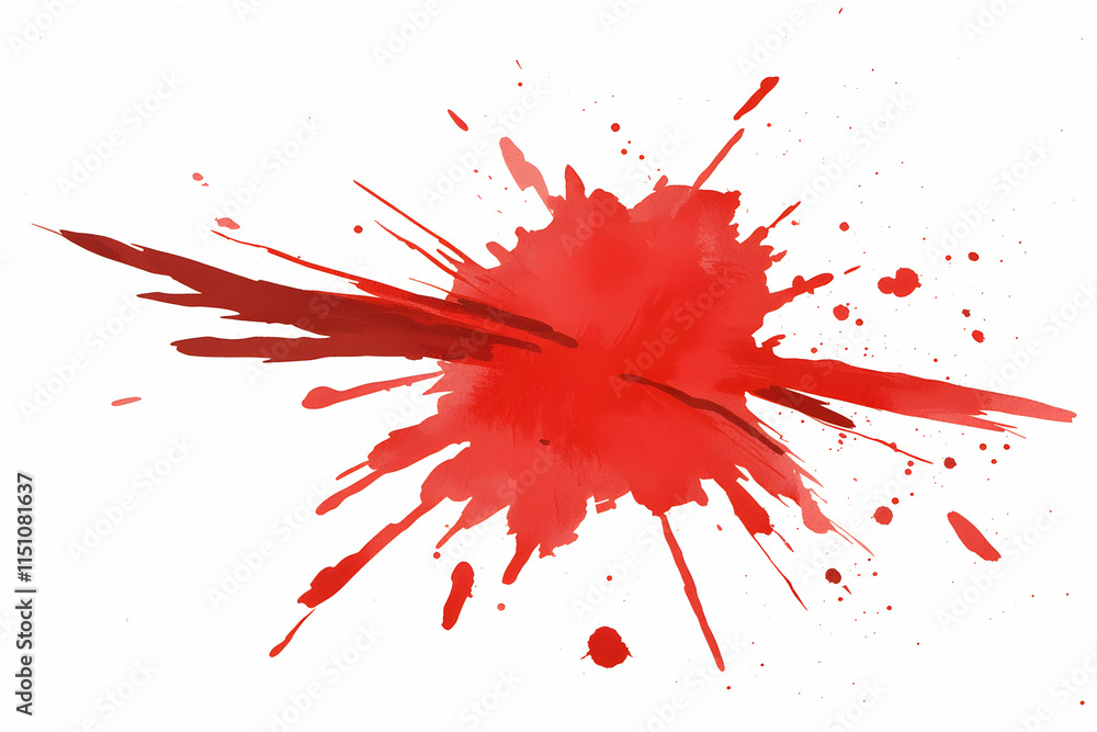Aufkleber vibrant red paint splash with dynamic splatter effect on white background for creative art projects
