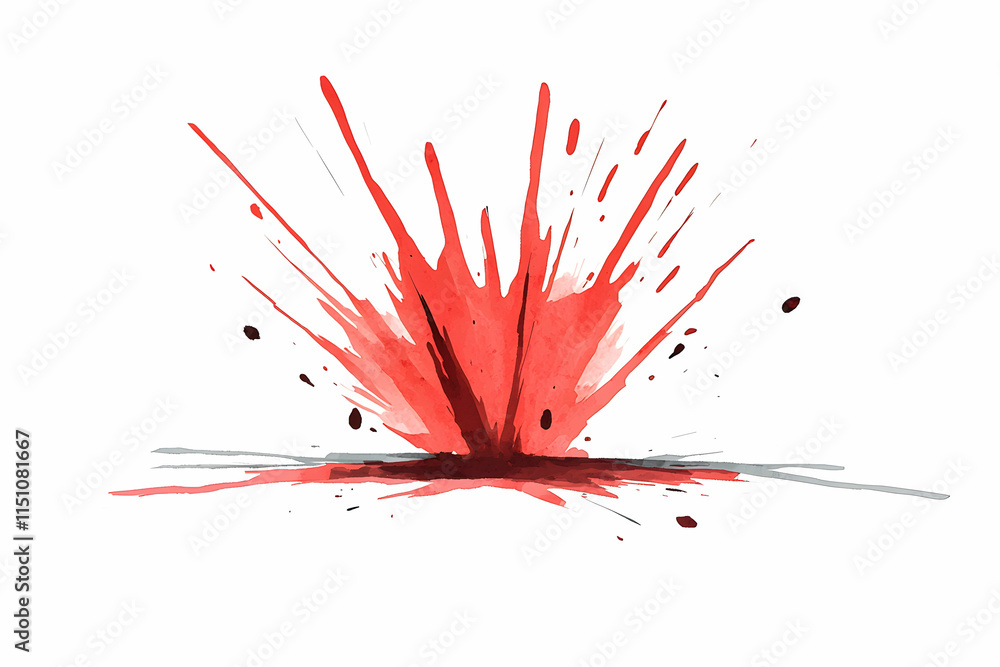 Poster abstract red paint splash creation with dynamic splatter effects isolated on a white background for 